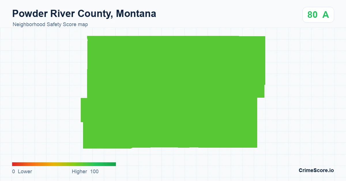 Powder River County, Montana neighborhood Safety Score map by Census block group
