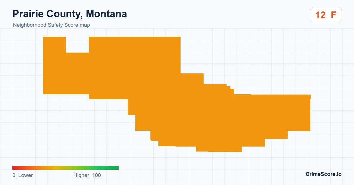 Prairie County, Montana neighborhood Safety Score map by Census block group