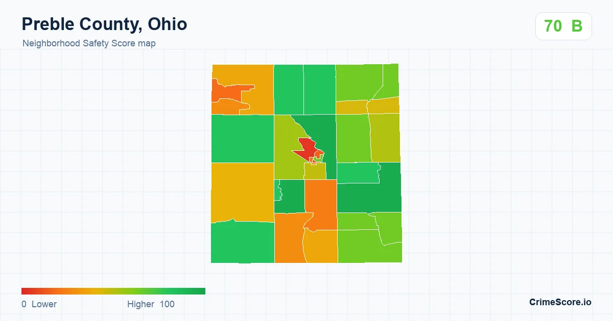 Preble County, Ohio neighborhood Safety Score map by Census block group