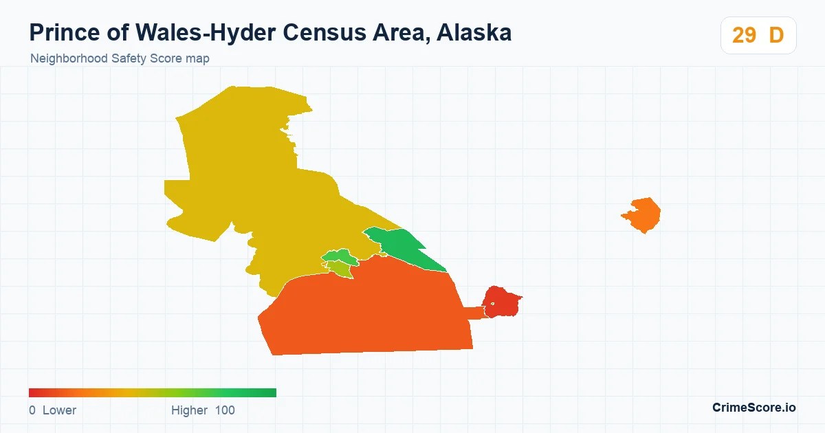 Prince of Wales-Hyder Census Area, Alaska neighborhood Safety Score map by Census block group