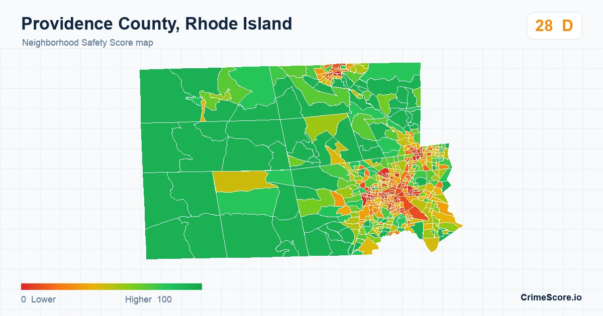 Providence County, Rhode Island neighborhood Safety Score map by Census block group
