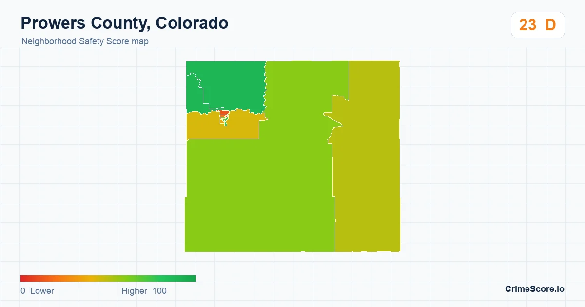 Prowers County, Colorado neighborhood Safety Score map by Census block group