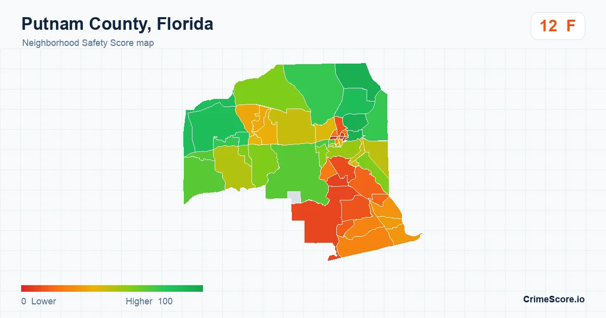 Putnam County, Florida neighborhood Safety Score map by Census block group
