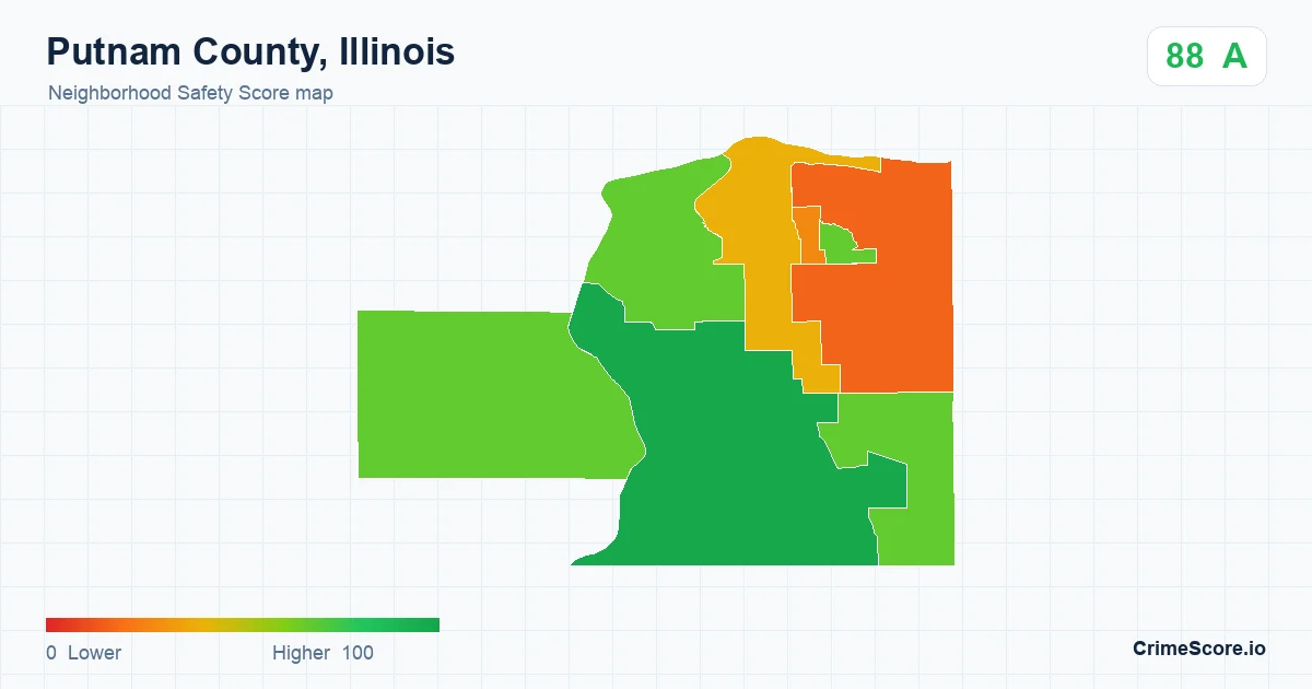 Putnam County, Illinois neighborhood Safety Score map by Census block group