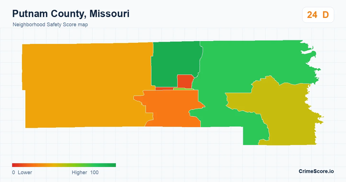 Putnam County, Missouri neighborhood Safety Score map by Census block group