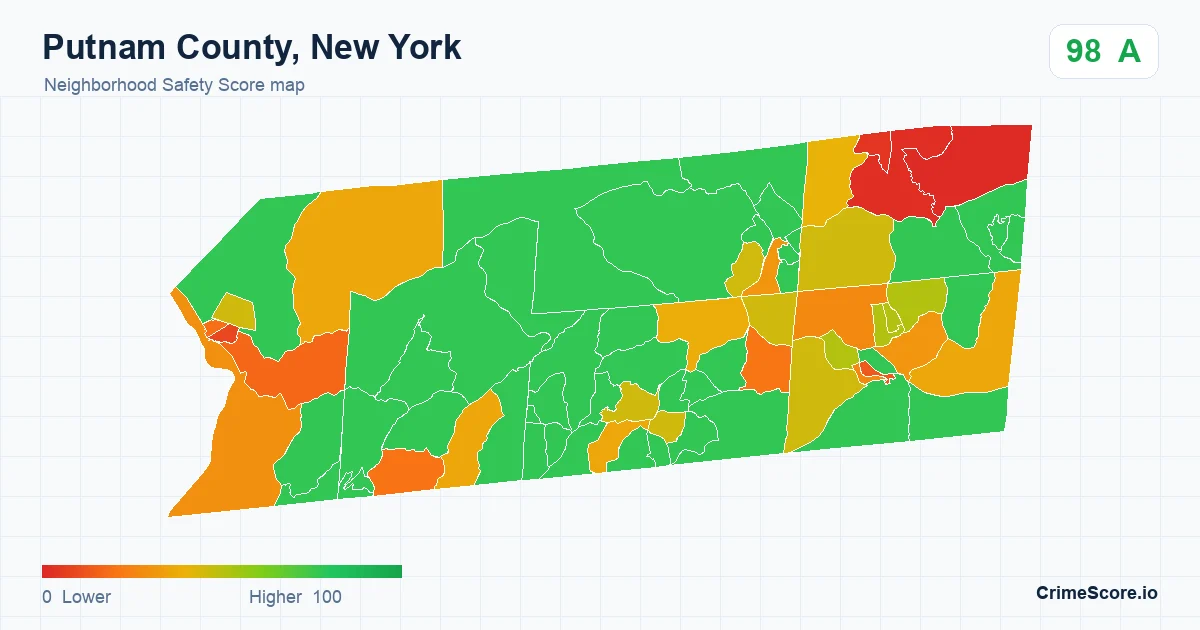 Putnam County, New York neighborhood Safety Score map by Census block group