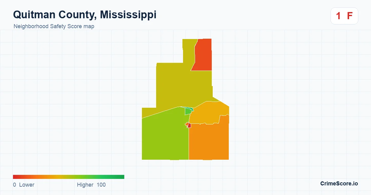 Quitman County, Mississippi neighborhood Safety Score map by Census block group