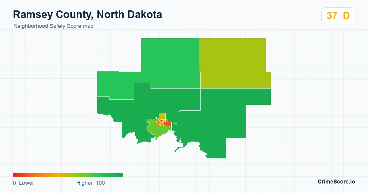 Ramsey County, North Dakota neighborhood Safety Score map by Census block group