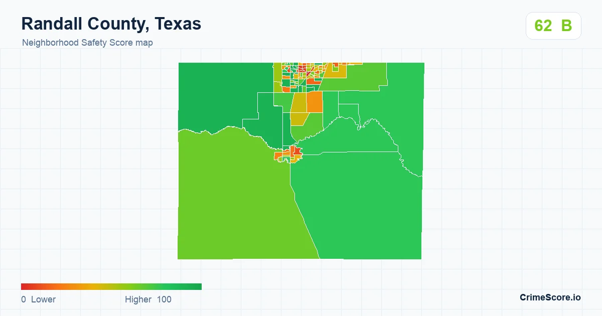 Randall County, Texas neighborhood Safety Score map by Census block group