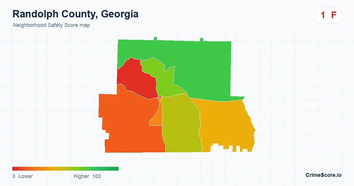 Randolph County, Georgia neighborhood Safety Score map by Census block group
