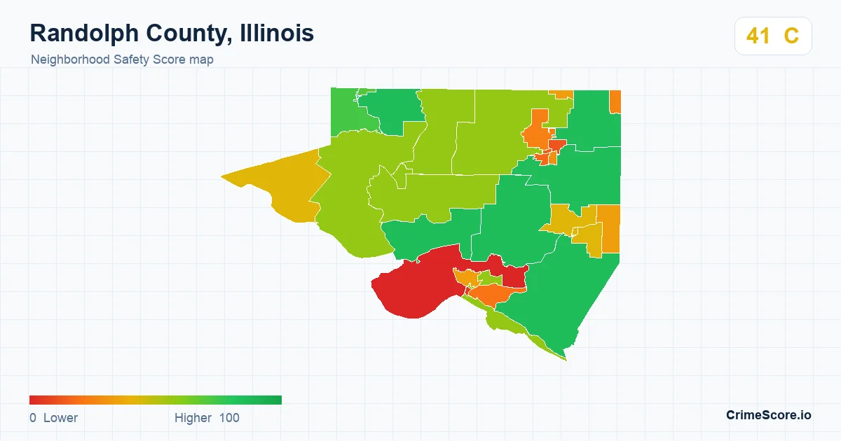 Randolph County, Illinois neighborhood Safety Score map by Census block group