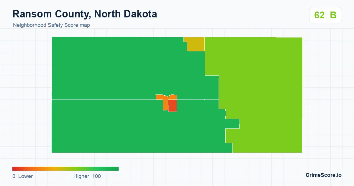 Ransom County, North Dakota neighborhood Safety Score map by Census block group