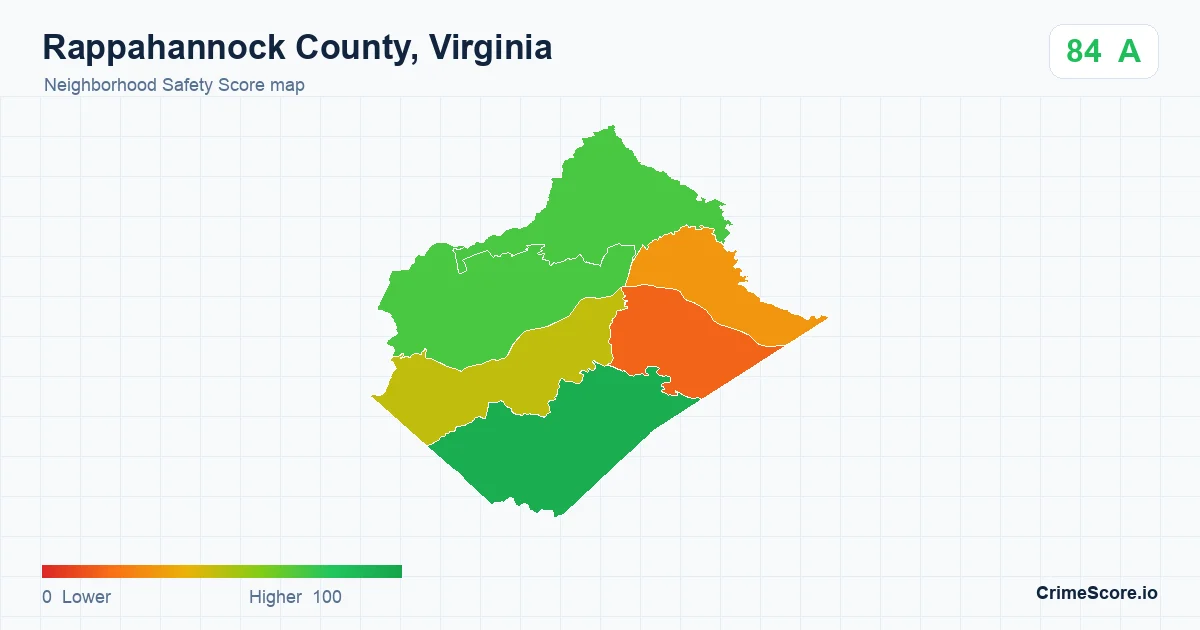Rappahannock County, Virginia neighborhood Safety Score map by Census block group