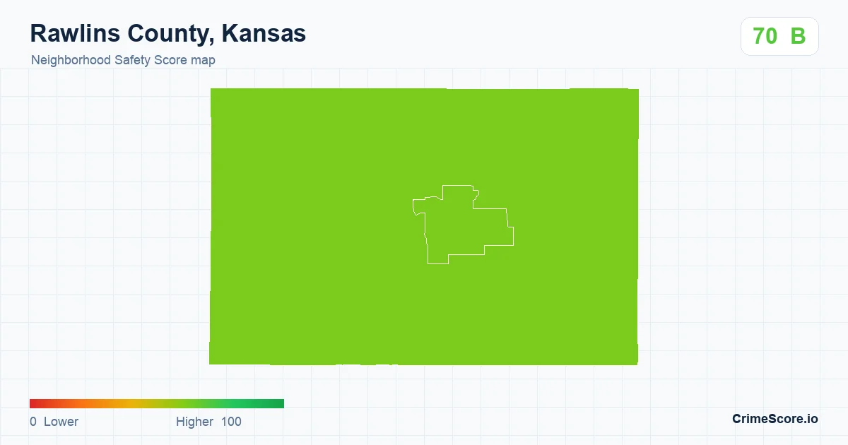 Rawlins County, Kansas neighborhood Safety Score map by Census block group