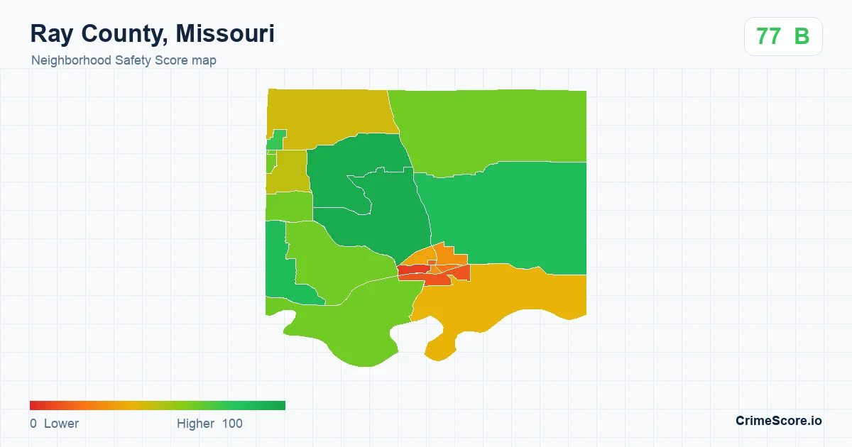 Ray County, Missouri neighborhood Safety Score map by Census block group