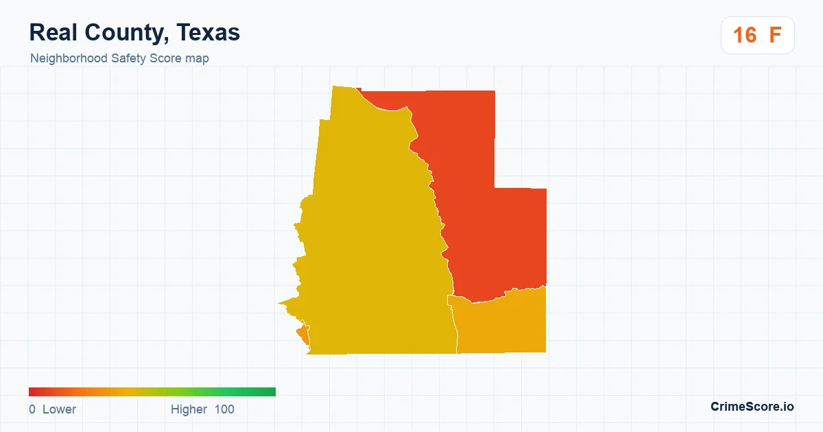 Real County, Texas neighborhood Safety Score map by Census block group