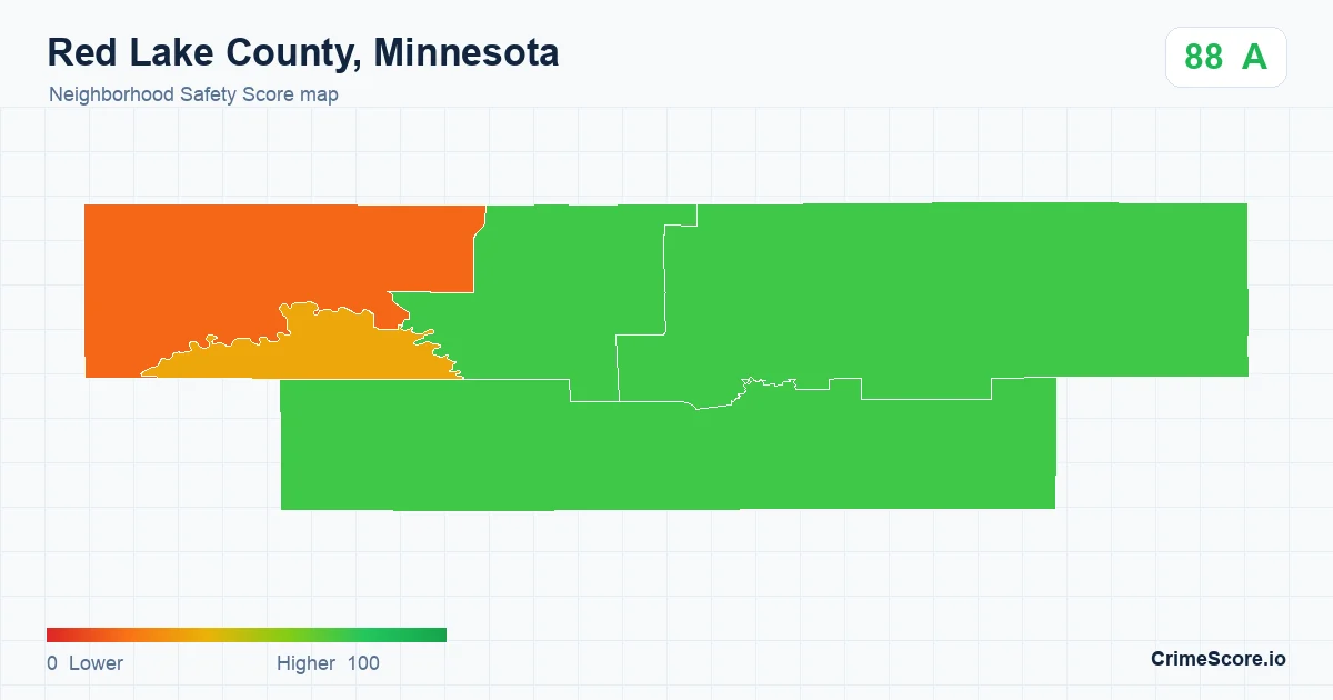 Red Lake County, Minnesota neighborhood Safety Score map by Census block group