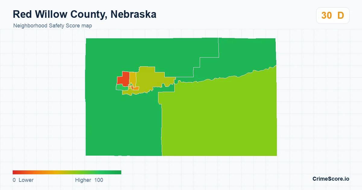 Red Willow County, Nebraska neighborhood Safety Score map by Census block group