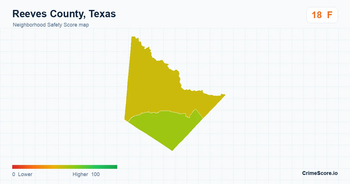 Reeves County, Texas neighborhood Safety Score map by Census block group