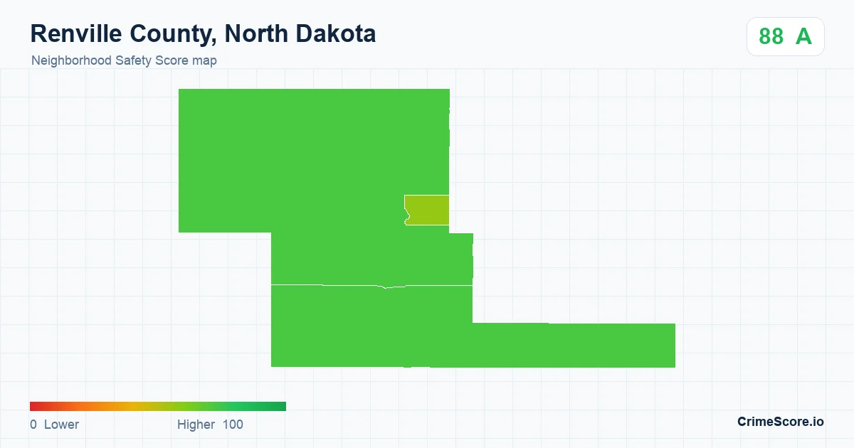 Renville County, North Dakota neighborhood Safety Score map by Census block group