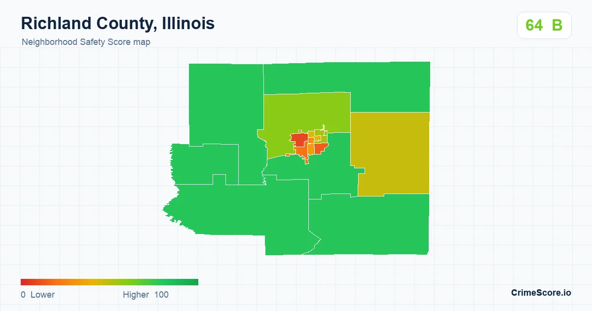 Richland County, Illinois neighborhood Safety Score map by Census block group