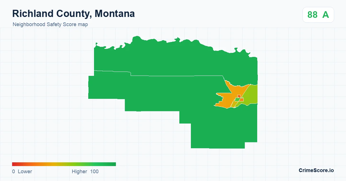 Richland County, Montana neighborhood Safety Score map by Census block group