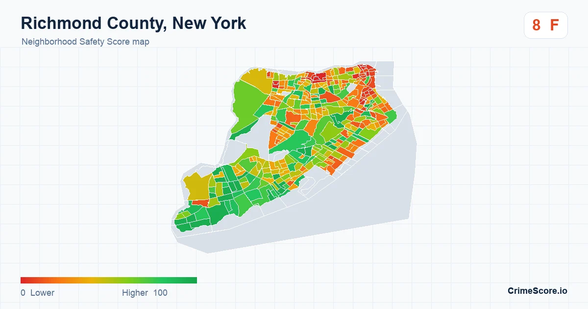 Richmond County, New York neighborhood Safety Score map by Census block group