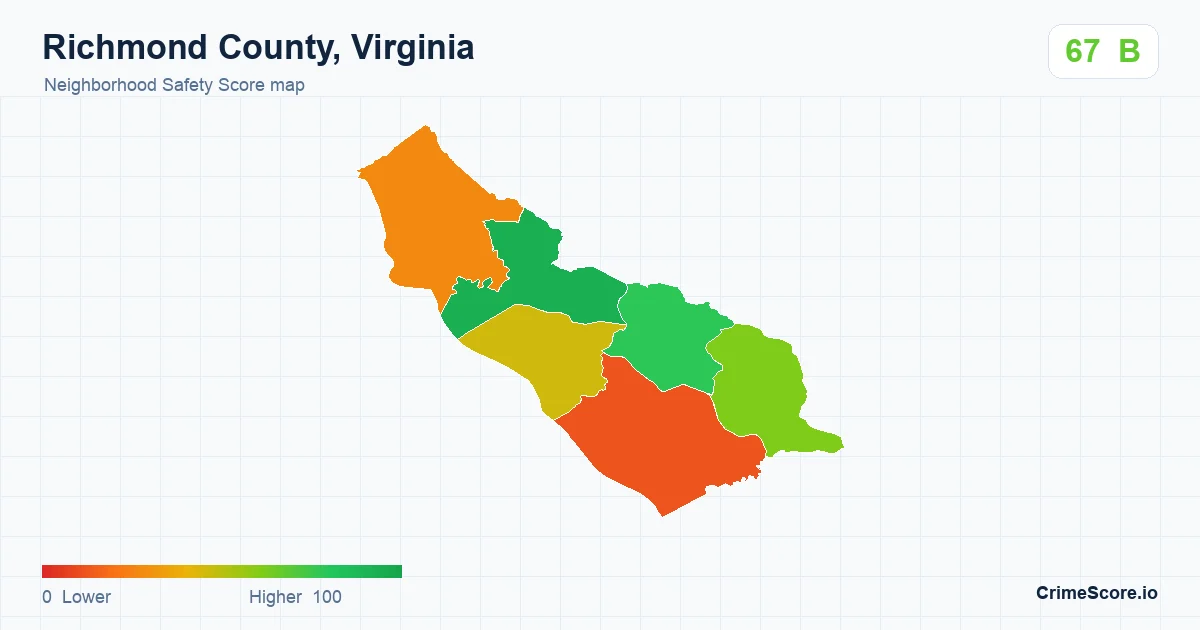 Richmond County, Virginia neighborhood Safety Score map by Census block group