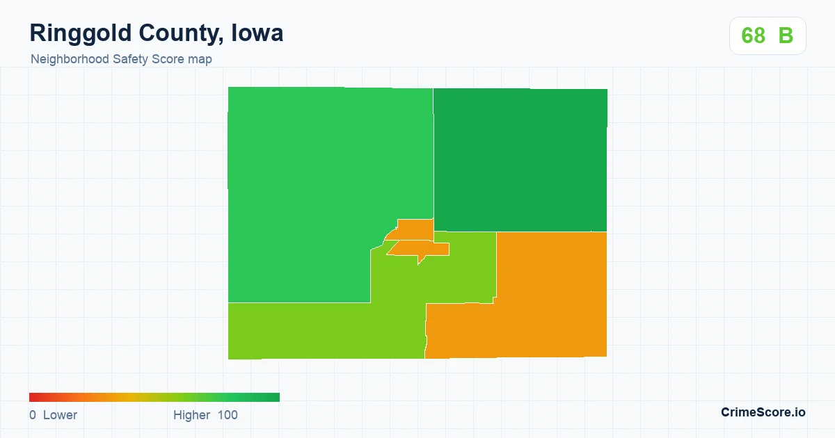 Ringgold County, Iowa neighborhood Safety Score map by Census block group