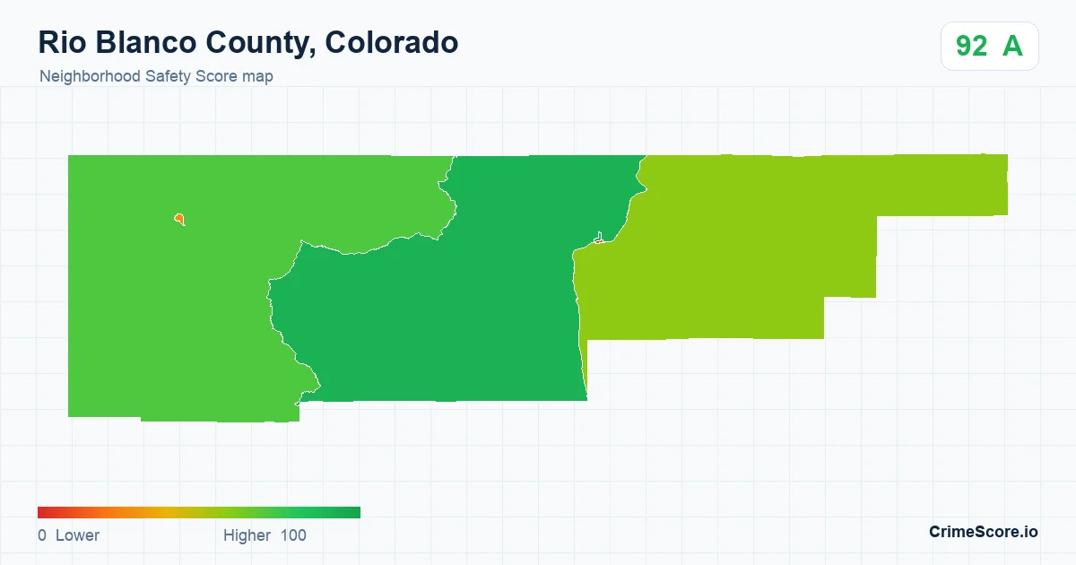 Rio Blanco County, Colorado neighborhood Safety Score map by Census block group