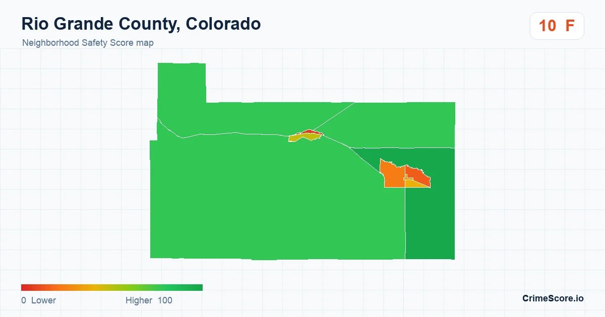 Rio Grande County, Colorado neighborhood Safety Score map by Census block group