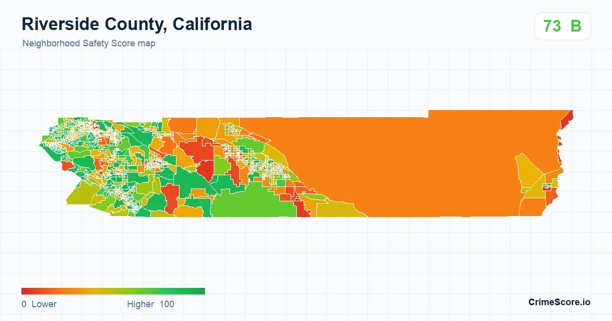 Riverside County, California neighborhood Safety Score map by Census block group
