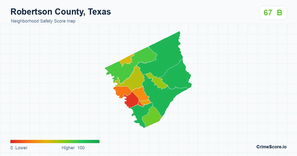 Robertson County, Texas neighborhood Safety Score map by Census block group