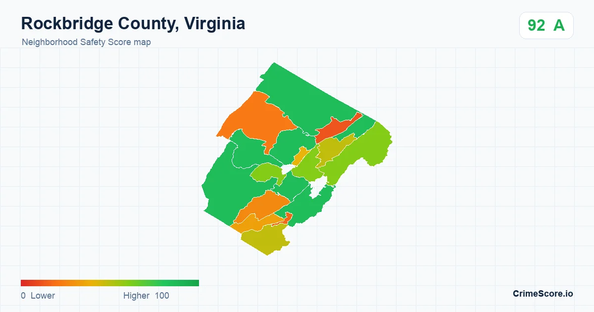 Rockbridge County, Virginia neighborhood Safety Score map by Census block group