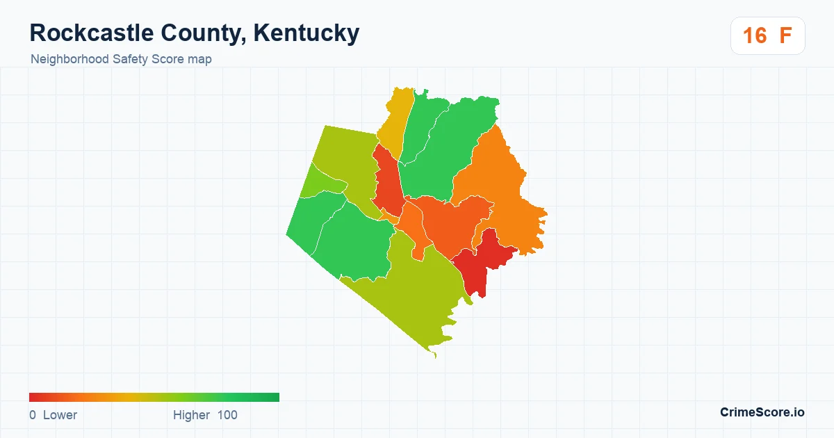 Rockcastle County, Kentucky neighborhood Safety Score map by Census block group