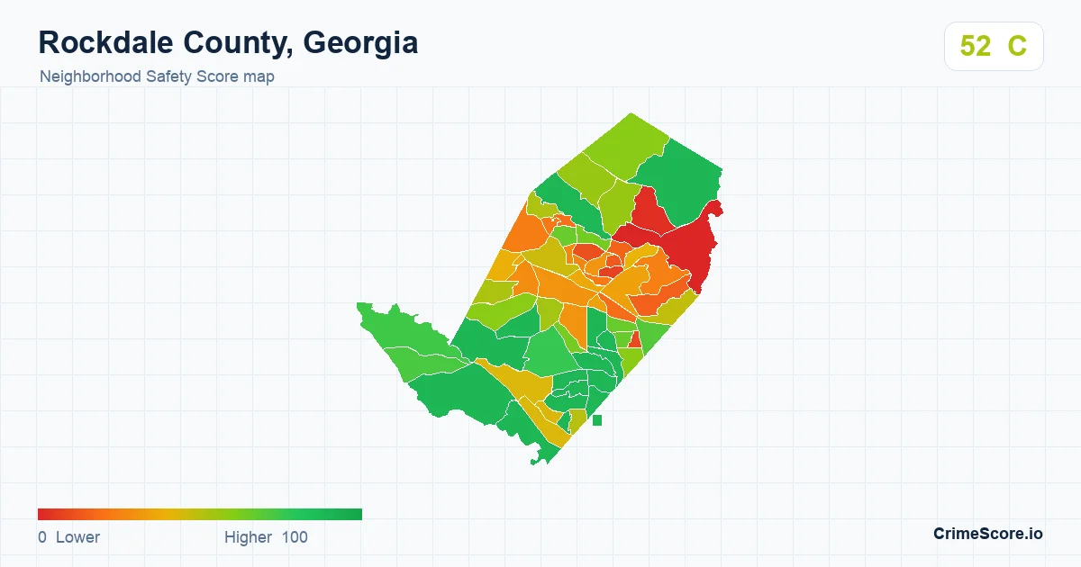Rockdale County, Georgia neighborhood Safety Score map by Census block group