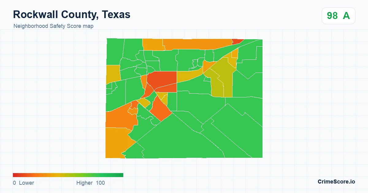 Rockwall County, Texas neighborhood Safety Score map by Census block group