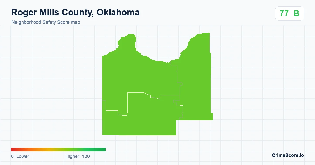 Roger Mills County, Oklahoma neighborhood Safety Score map by Census block group