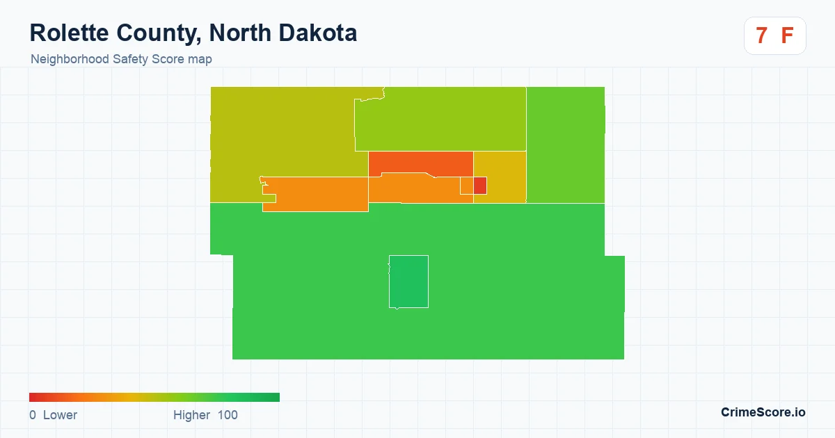 Rolette County, North Dakota neighborhood Safety Score map by Census block group
