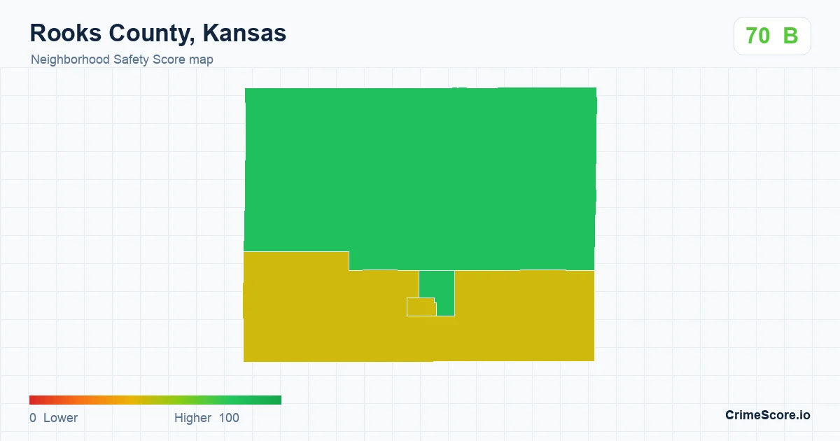 Rooks County, Kansas neighborhood Safety Score map by Census block group