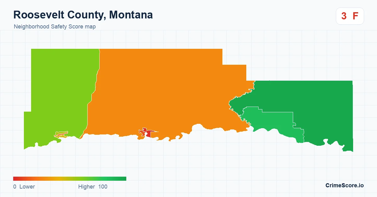 Roosevelt County, Montana neighborhood Safety Score map by Census block group