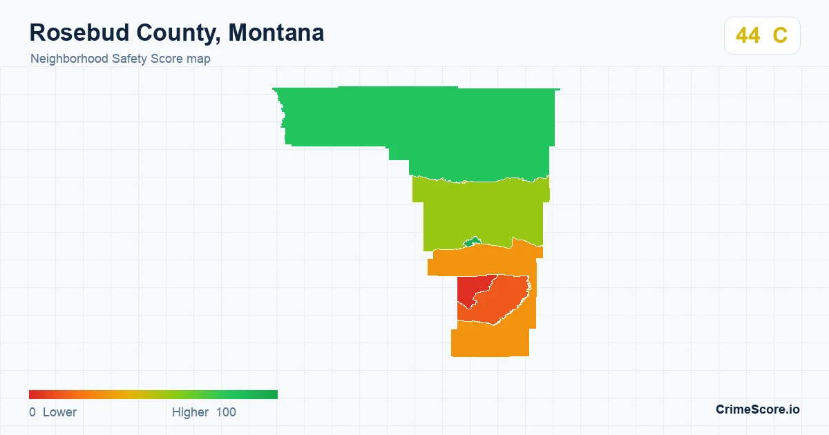 Rosebud County, Montana neighborhood Safety Score map by Census block group