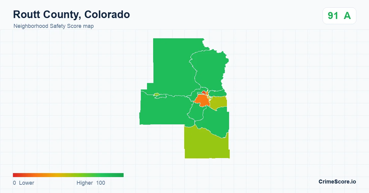Routt County, Colorado neighborhood Safety Score map by Census block group
