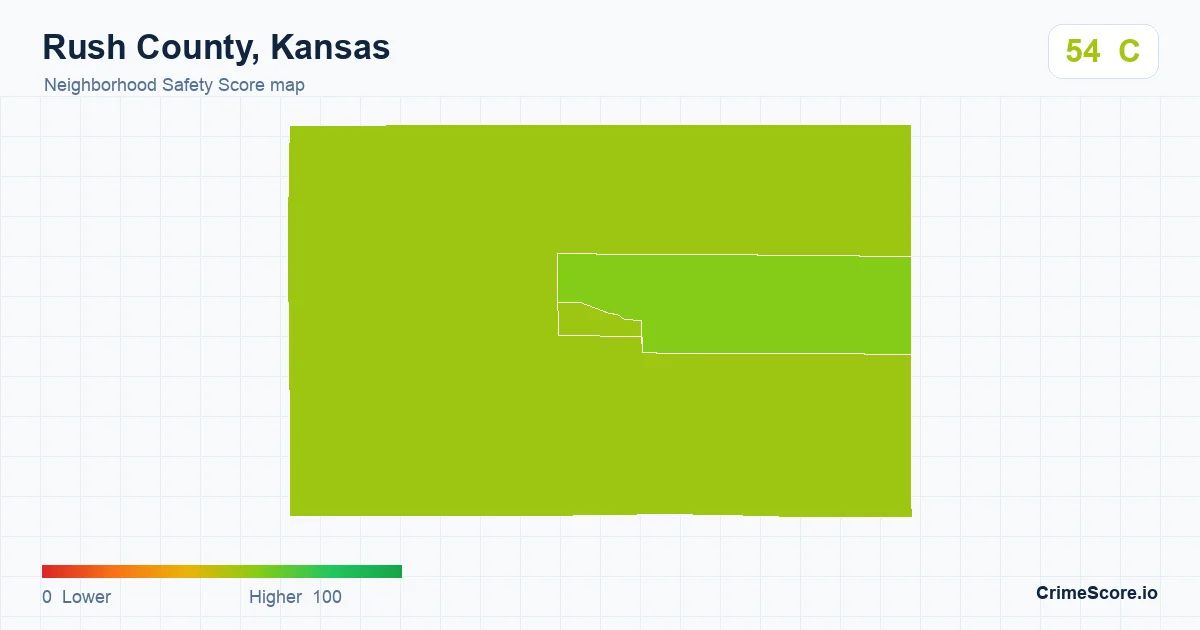 Rush County, Kansas neighborhood Safety Score map by Census block group
