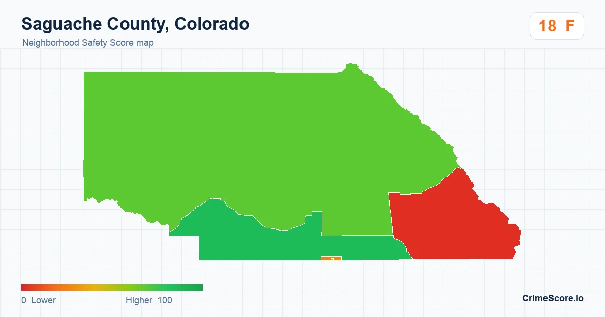 Saguache County, Colorado neighborhood Safety Score map by Census block group