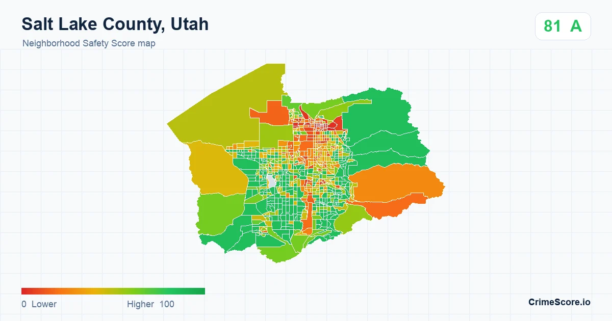 Salt Lake County, Utah neighborhood Safety Score map by Census block group
