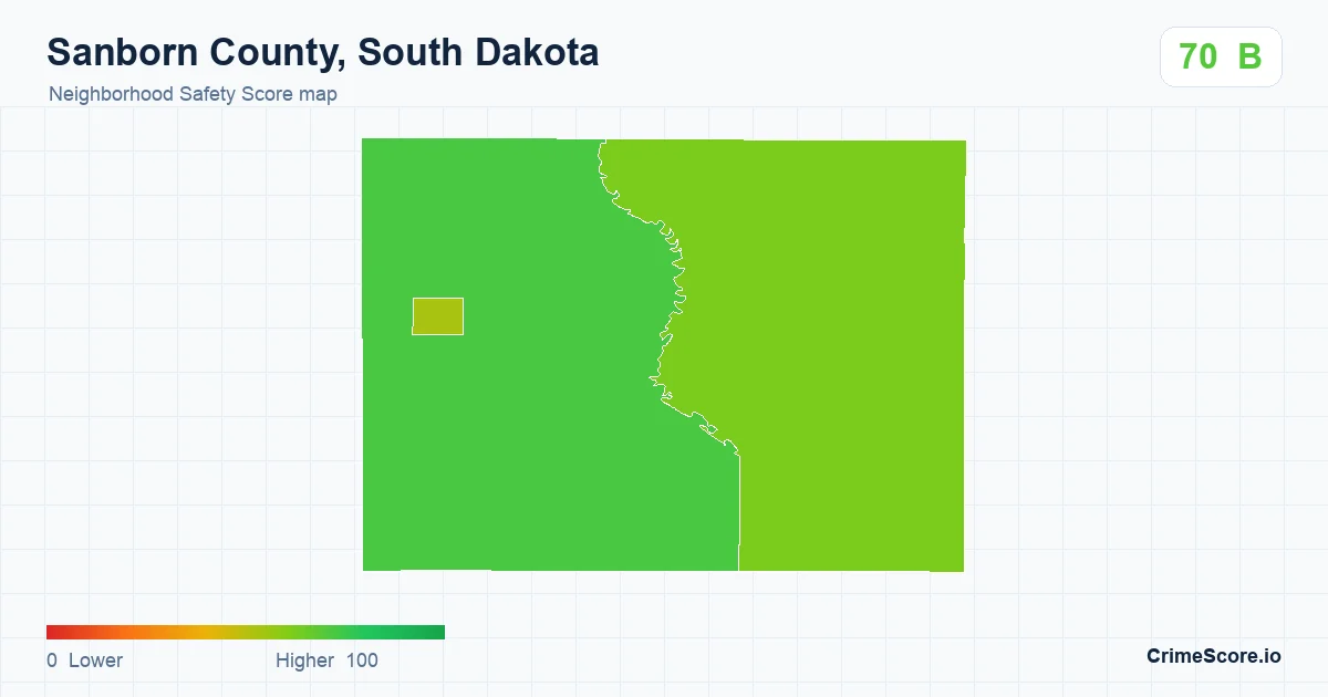 Sanborn County, South Dakota neighborhood Safety Score map by Census block group
