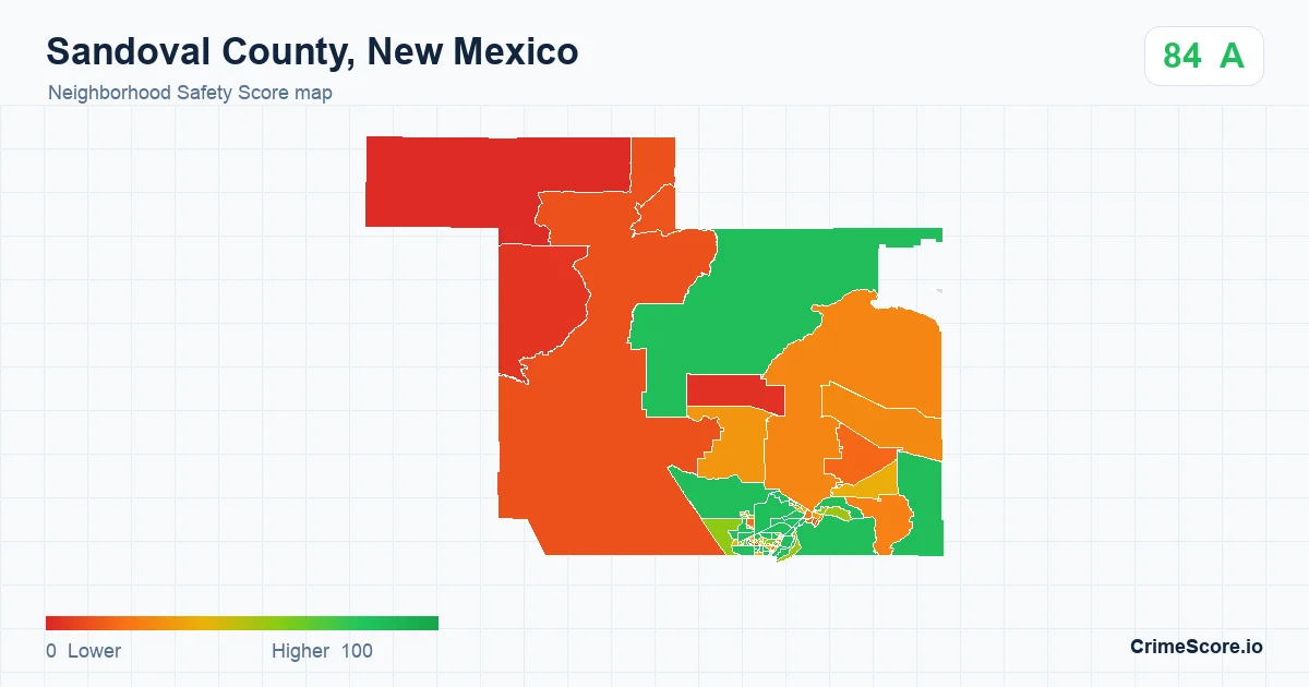 Sandoval County, New Mexico neighborhood Safety Score map by Census block group