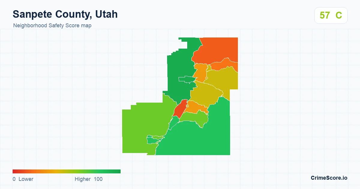Sanpete County, Utah neighborhood Safety Score map by Census block group