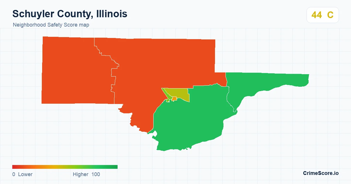 Schuyler County, Illinois neighborhood Safety Score map by Census block group